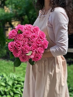 Оригинальный букет из 21 розы "Розовая акварель"